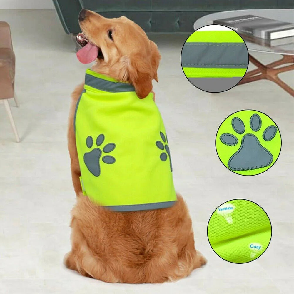 Ventilate Cozy Fluorescent Dog paw Pet Reflective Vest - Pup & Trucking Adventures
