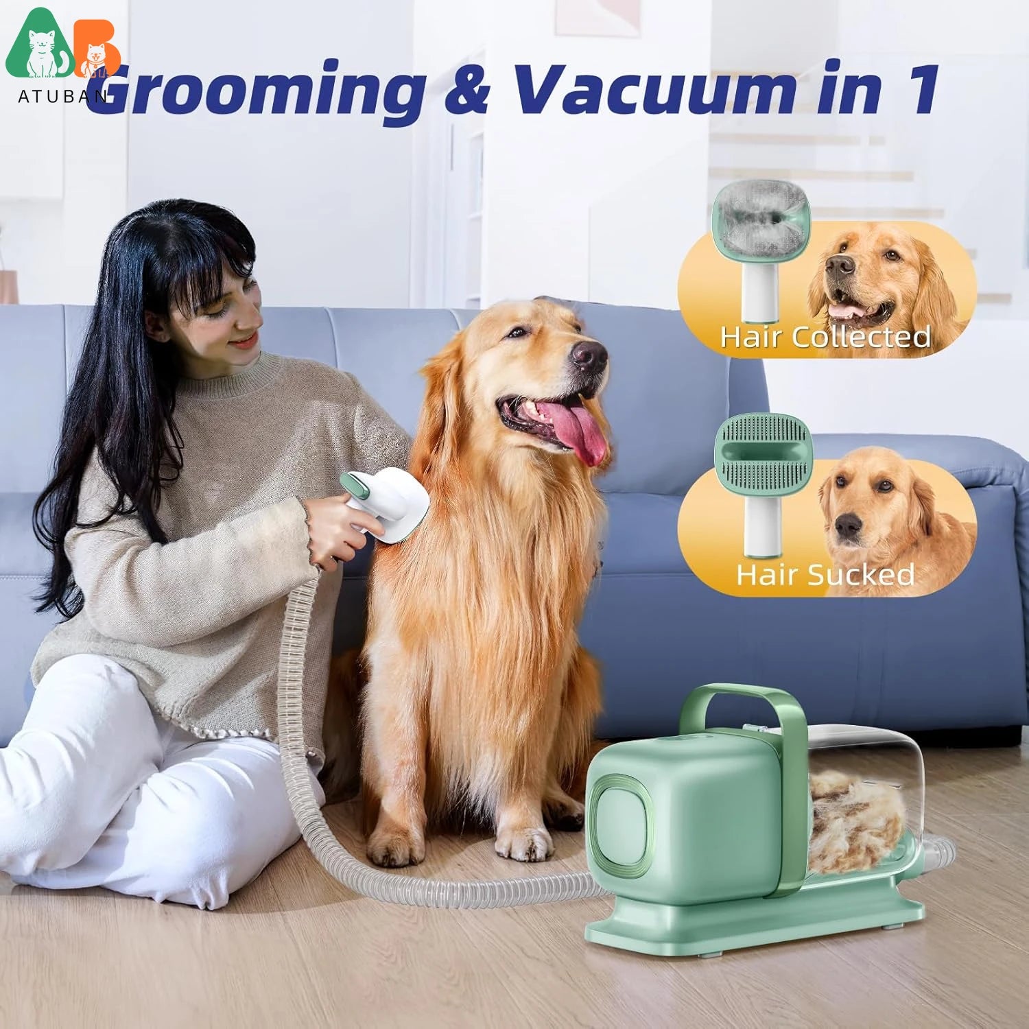 Pro pet grooming system kit and vacuum cleaner with 99% hair, equipped 5 professional dog removal