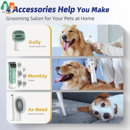Pro pet grooming system kit and vacuum cleaner with 99% hair, equipped 5 professional dog removal